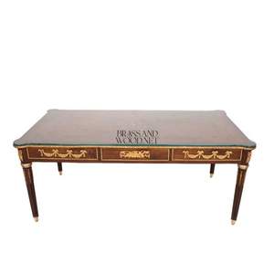 Luxury Classic Wooden <b>Coffee</b> <b>Table</b> <b>Set</b> With Brass Accents - Product Image 3