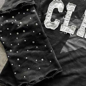 2025 personnalisé en détresse broderie T-Shirts surdimensionné à manches longues Double couche strass t-shirts hommes - Product Image 5