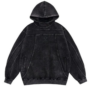 Wholesale Heavyweight Vintage <b>Oversized</b> Pullover <b>Hoodie</b> Men 500Gsm Breathable <b>Fleece</b> Acid Wash <b>Hoodie</b> - Product Image 1