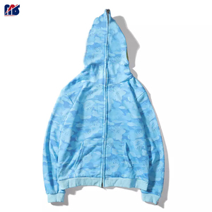 Sudadera con capucha unisex con impresión de soplo de logotipo personalizado, Sudadera con capucha y cremallera de peso pesado de algodón y poliéster, sublimación con impresión de soplo de cara completa - Product Image 4