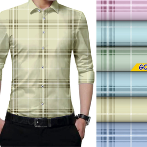 2025 dernière chemise en flanelle légère 100% coton pour hommes tissu tissé à carreaux teint en fil avec techniques non tissées - Product Image 3