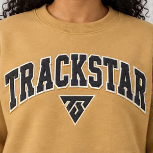 Sudadera de cuello redondo con letras bordadas en amarillo mostaza para mujer, manga larga, estilo Trackstar, OEM, marca privada - Product Image 5