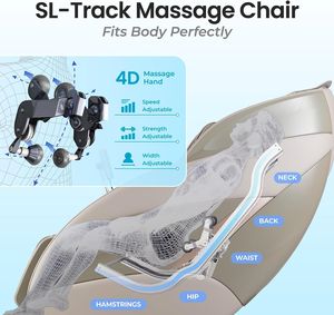 Fauteuil de massage complet Shiatsu, inclinable en apesanteur, avec modes automatiques, chauffage de la taille et des mollets, massage des pieds, extension de repose-pieds - Product Image 6