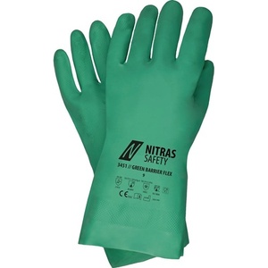Green Barrier Flex EN 388 374 Chemical Protective Gloves PPE Category III NITRAS Disposable Size 8 Pack of 12 - Product Image 1