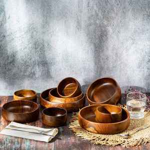 Ensemble de bol de service de restaurant de maison moderne personnalisé de haute qualité fabriqué à la main en bois naturel hautement poli sculpté importation inde - Product Image 2