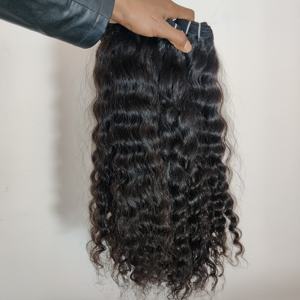 100% Machine Double Trame Naturel Doux Bouclés Cuticule Aligné Noir Vierge Indien Temple Extensions de Cheveux Humains - Product Image 1