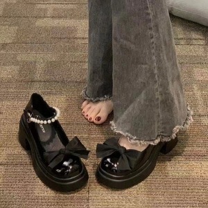 Nouvelles chaussures Mary Jane de style français printemps-été, ballerines rétro britanniques à semelle épaisse en cuir, chaussures à talons hauts élégantes et cool - Product Image 3