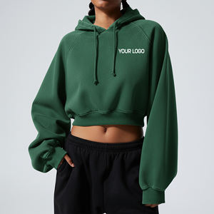 เสื้อฮู้ดดี้ครอปแขนยาวผ้าฟลีซคอตตอน 100% คุณภาพสูง สไตล์ลำลอง สำหรับผู้หญิง รับสกรีนโลโก้ตามสั่ง สตรีทแวร์ - Product Image 4