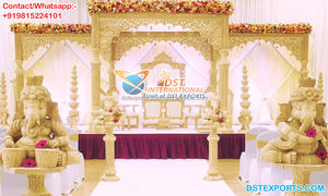 Queen Palace tema boda Mandap decoración diseñador tallado a mano madera Mandap decoración Gujarati boda evento ceremonia decoración MandapUSA - Product Image 5