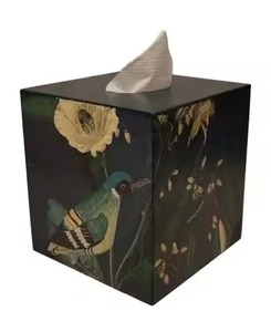 Boîte à mouchoirs en bois moderne de forme carrée avec porte-serviettes imprimé autocollant pour table de restaurant utilisation quotidienne décorative - Product Image 3