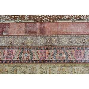 Vintage 3.1x8.9 ft Turkish Rug <b>Runner</b> Style Brown <b>Red</b> Patchwork Wool Rug with Latex Backing Eco-Friendly - Product Image 4
