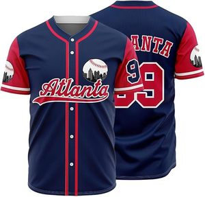 Uniformes de baseball personnalisés de haute qualité, respirants, à séchage rapide, avec nom, numéro et logo imprimés par transfert thermique, 100 % sportifs - Product Image 1