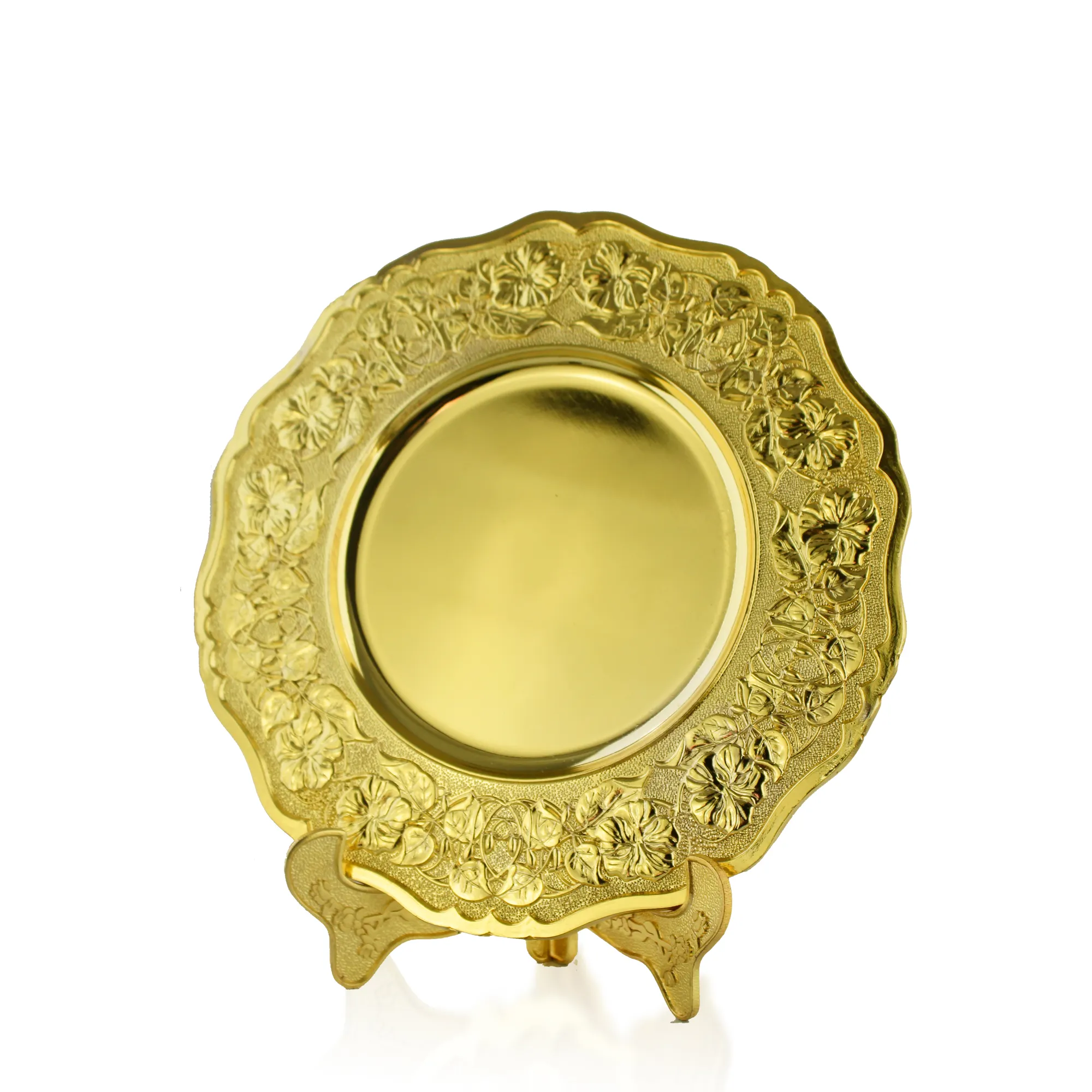 High Quality Handicraft Carved Gold Plating Lace Gold Silver Plaques Awards Office Decoration Plate