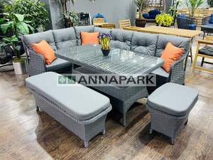 Annapark Rotan Tuinmeubelen Hoekbank Set Met Eettafel Voor Huis Tuin Villa Hotel Groothandel Tuinmeubilair - Product Image 3