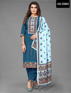 Stylish Punjabi Casual Wear Cotton Dress with Printed Work with Maslin Dupatta Latest Design Georgette Embroidery Work Kurtis - Product Image 5