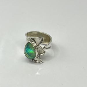 Anillo de ópalo Aurora Anillo de plata Anillo de declaración Anillo de Plata de Ley 925 Anillo hecho a mano Anillo de diseñador de moda Anillo de plata - Product Image 6