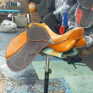 Professional English Jumping Horse Saddle High Quality Durable Cow Soft Leather <b>Plastic</b> <b>Tree</b> Close Contact Riding Saddle - Product Image 1