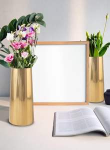 Gran forma personalizada de metal dorado para decoración del hogar, florero de metal, mesa auxiliar para el hogar, florero decorativo - Product Image 3