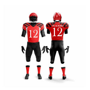 Ensemble d'uniformes de football américain personnalisés pour hommes avec impression du logo de l'équipe Tissu maillé durable Numérotation en sergé Services OEM ODM - Product Image 1
