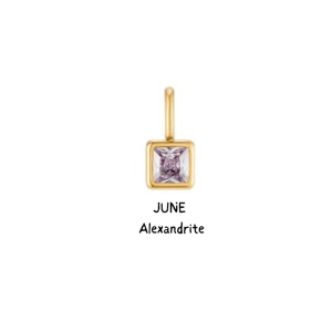 Colgante de forma cuadrada de cuarzo de cristal-abalorio pequeño de piedra natal de abril, joyería hecha a mano de plata de ley chapada en oro para mujer - Product Image 3