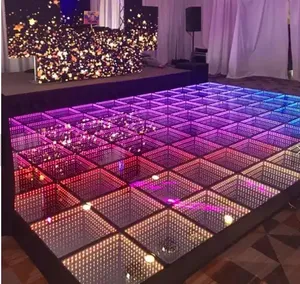 Light Up dans sahne su geçirmez 10mm temperli cam yüzey 3d DJ olay Led dans Infinity ayna yer karoları
