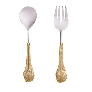 Juego de servidor de ensalada de acero inoxidable con construcción equilibrada y forma refinada para comidas diarias o eventos especiales - Product Image 2