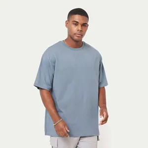 Мужская Классическая футболка оверсайз, с коротким рукавом и ребристым вырезом, из 100% хлопка
