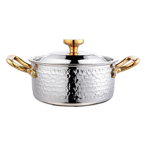 Casserole décorative argentée conique à couvercle en acier inoxydable de qualité supérieure faite à la main Vaisselle de chauffe-plats tendance - Product Image 2