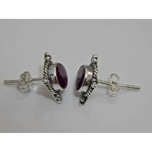 Delicados pendientes de tuerca de rubí de Plata de Ley 925, joyería de boda minimalista hecha a mano para Aniversario de - Product Image 4