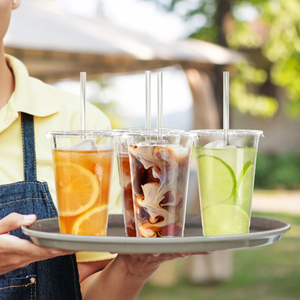 Gobelets en plastique transparent biodégradables et écologiques de 24 oz avec couvercles et pailles, robustes, sans danger pour les aliments, jetables pour café glacé et smoothies - Product Image 6