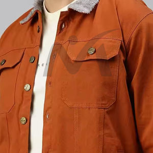 Veste en jean slim fit pour homme, style classique vintage, bleu, vêtement d'extérieur décontracté, style streetwear, hiver, 100% coton - Product Image 4