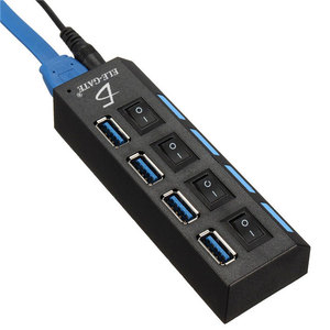 <b>Hub</b> <b>USB</b> 3.0 4 Ports with LED Switch Compatible with Laptop PC and Mac SD <b>USB</b> 2.0 Interface ROHS Certified Adapter Splitter - Product Image 2