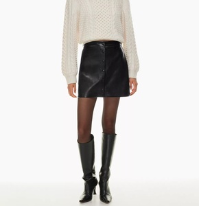 2024 dernier élégant décontracté solide motif taille haute en cuir Midi jupe pour femmes grande taille Offre Spéciale hiver accessoire - Product Image 1