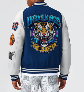 <b>Mens</b> Custom High Street <b>Varsity</b> <b>Bomber</b> <b>Jackets</b> Stand Collar Hooded Wholesale Casual Team & Brand Orders - Product Image 2