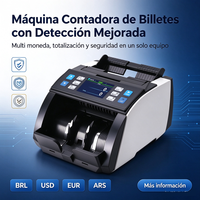 Compteur de billets haute vitesse à détection de valeur mixte pour plusieurs devises (BRL, USD, EUR, ARS)