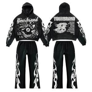 Conjunto de sudadera con capucha y pantalones de chándal acampanados con estampado de abullonado en 3D personalizado para hombre, conjunto de sudadera de moda de invierno Unisex - Product Image 6