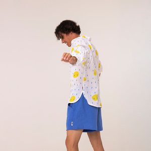 Soft Breathable <b>Linen</b>/Cotton Set (Shirt Shorts/Pant) Men Street-Style Summer Loungewear Printed | 300g Woven Fabric Seamless - Product Image 2