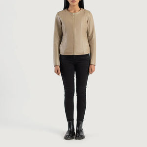 Veste en cuir moderne pour femmes Qualité supérieure Vêtements d'extérieur élégants Service OEM pour les détaillants de mode - Product Image 3