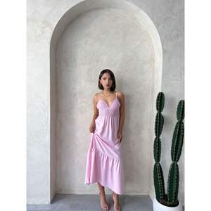 Vestido Casual de Lino con Tirantes y Cuello en V, Largo hasta el Suelo - Product Image 3