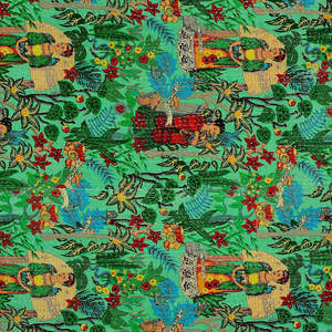 Indian Cotton Handmade Parrot <b>Green</b> Kantha Quilt Hand Block <b>Bedding</b> Bedspread <b>King</b> <b>Size</b> Kantha Bed Cover Vintage Throw Blanket - Product Image 5