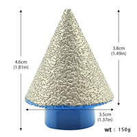 Outil de chanfrein diamanté brasé sous vide Tête de meulage conique/en forme de parapluie ODM personnalisable pour le perçage de carreaux/pierres/marbres