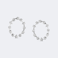 Boucles d'oreilles créoles ouvertes en or massif 0,70 CTW avec diamants de formes variées (rond, poire, marquise) sertis à griffes, bijoux de luxe à charnière pour femme