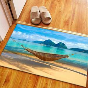 Tapis de chambre d'enfant coloré, tapis imprimé paysage, tapis vue sur la côte, tapis à poils doux - Product Image 5