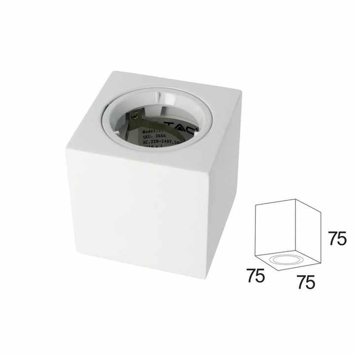 Paintable Square Plaster Ceiling Spotlight Holder for GU10 Lamps with White Aluminum Ring SKU-3666 -
