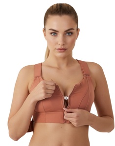 สปอร์ตบราคุณภาพพรีเมียมแบบมีฟองน้ำเสริมด้านหน้า รองรับแรงกระแทกสูง พร้อมสายรัดเอวปรับได้-สีสนิม - Product Image 1