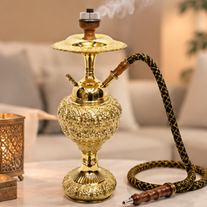Cachimba de Lujo con Base de Latón Lacado y Grabado Floral Intrincado, Pipa de Shisha Árabe Tradicional para Decoración del Hogar o Salón - Product Image 6