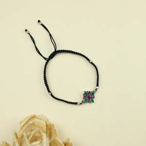 925 Silver Nazarbattu <b>Anklet</b> with Zircon Ruby Cut- Stone <b>Gold</b> Plated Diamond Main Stone for Party or Gift - Product Image 4