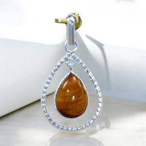 Colgantes de piedras preciosas de ojo de tigre de diseñador, joyería hecha a mano de Plata de Ley 925, accesorios de joyería de plata al por mayor - Product Image 2