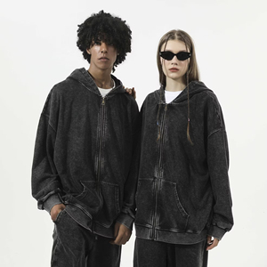 Sudadera con Capucha Oversize de Felpa Francesa 280 GSM, Lavado Ácido, Estilo Urbano Holgado, 100% Algodón, Impresión Digital de Invierno - Product Image 2