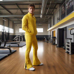 Haute qualité Flare survêtement hommes sweat à capuche pantalons de survêtement ensemble lourd polaire Jogging Fitness porter Flare survêtements hommes - Product Image 6